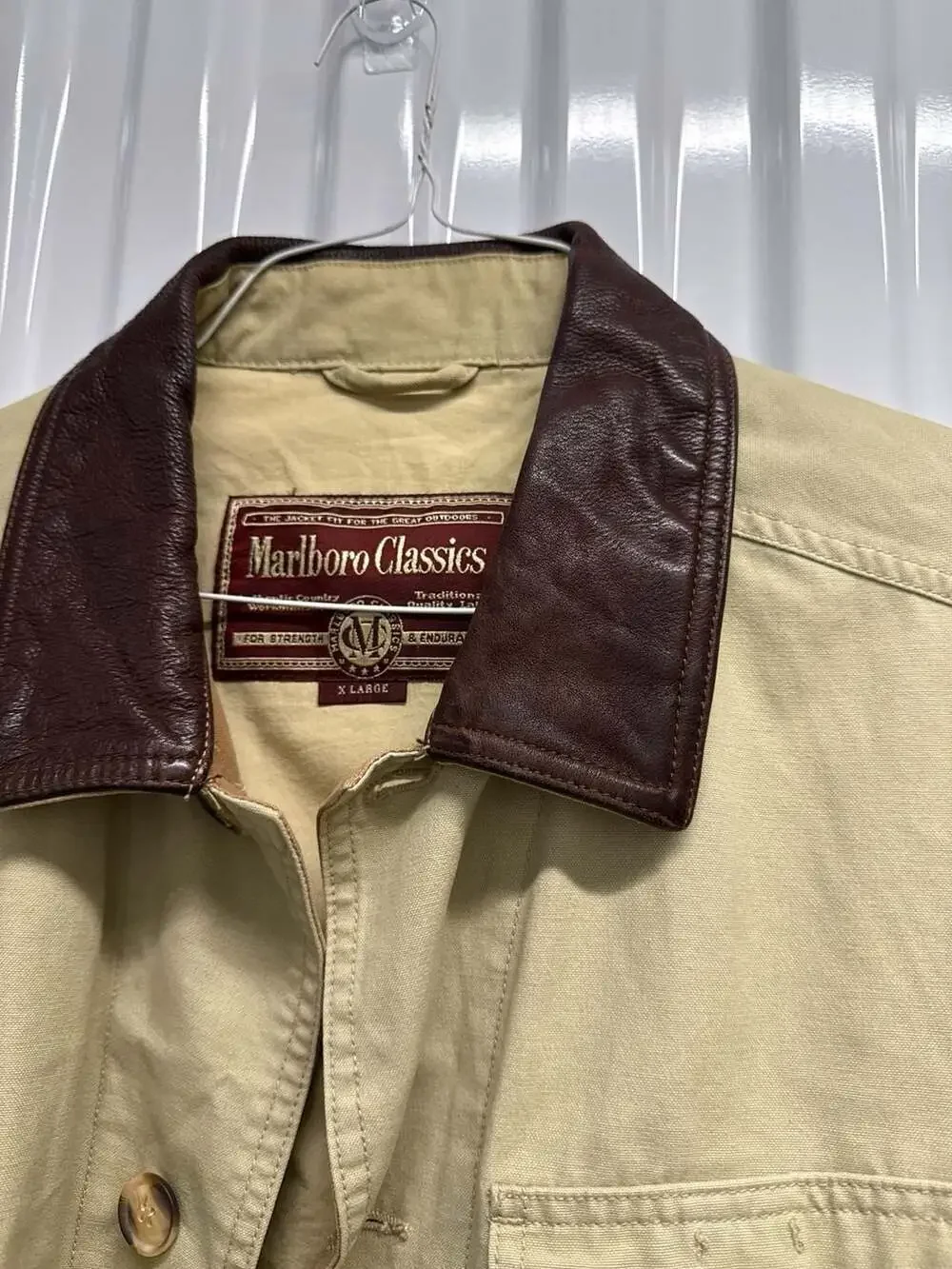 Vintage Marlboro Classic jacket 90's rare Leather Collar - Picture 2 of 10